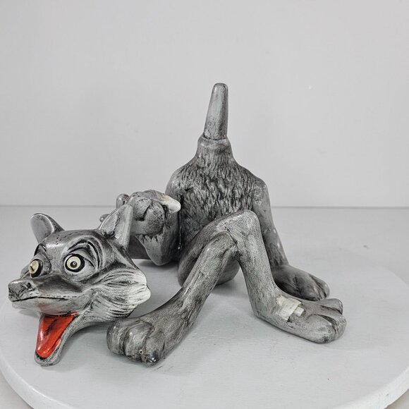 Handcrafted Ceramic Wolf Figurine With Removable Head Jeanette Clark Johnson - Picture 6 of 9